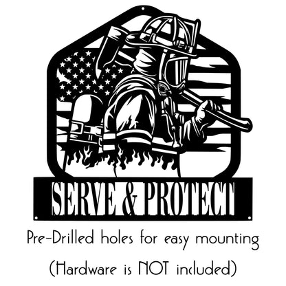 Firefighter Metal Wall Art with Custom Text