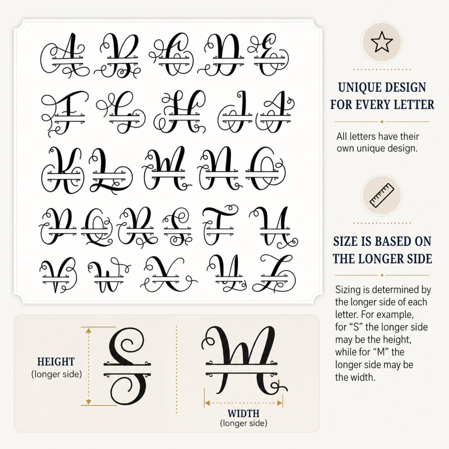Calligraphy Family Name Monogram Metal Wall Art