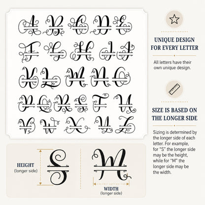 Calligraphy Family Name Monogram Metal Wall Art