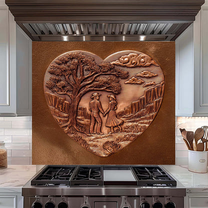 Heart Valley Lovers – Copper Look Tempered Glass Backsplash for Kitchen