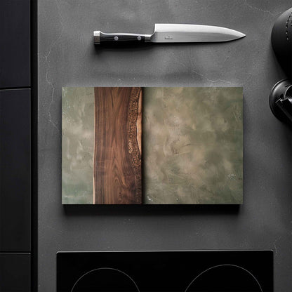 Glass cutting board and knife in modern kitchen