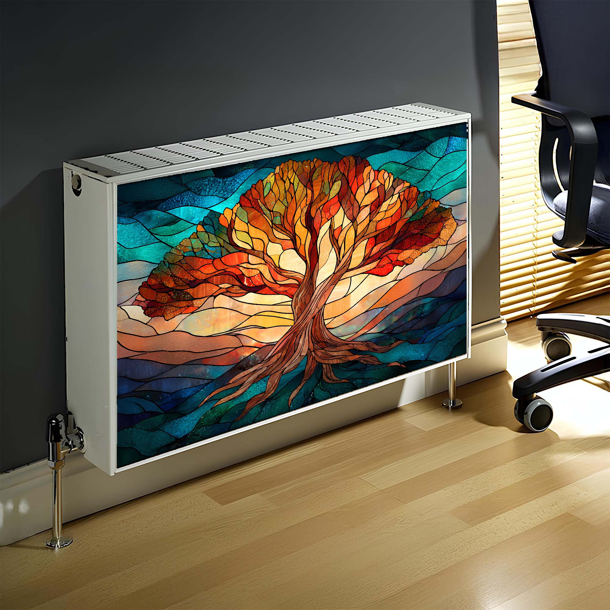 Stained Tree Magnetic Radiator Cover – Tree of Life Heater Wrap – Bosfori