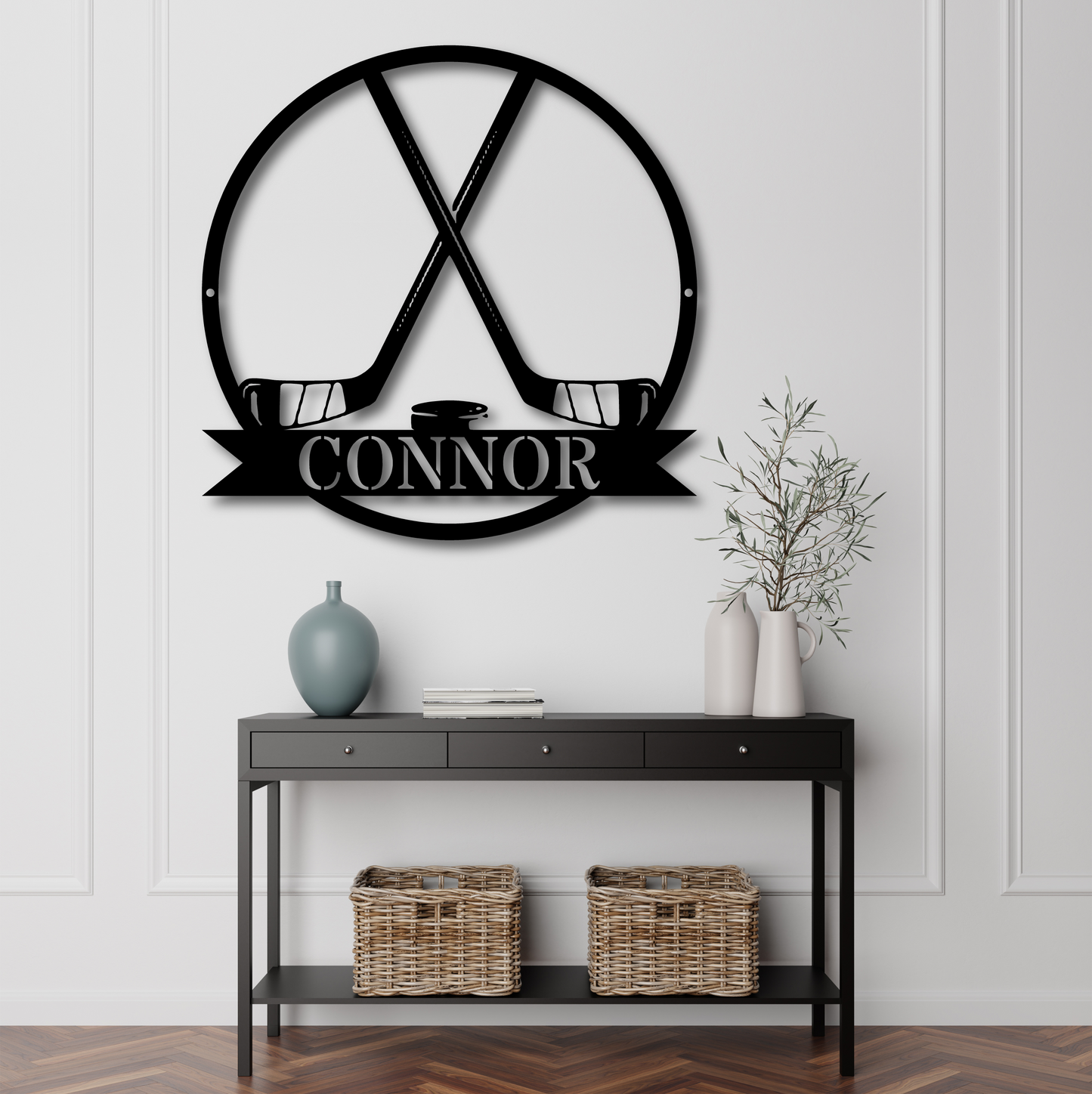 Custom Hockey Sticks Metal Wall Art with Name