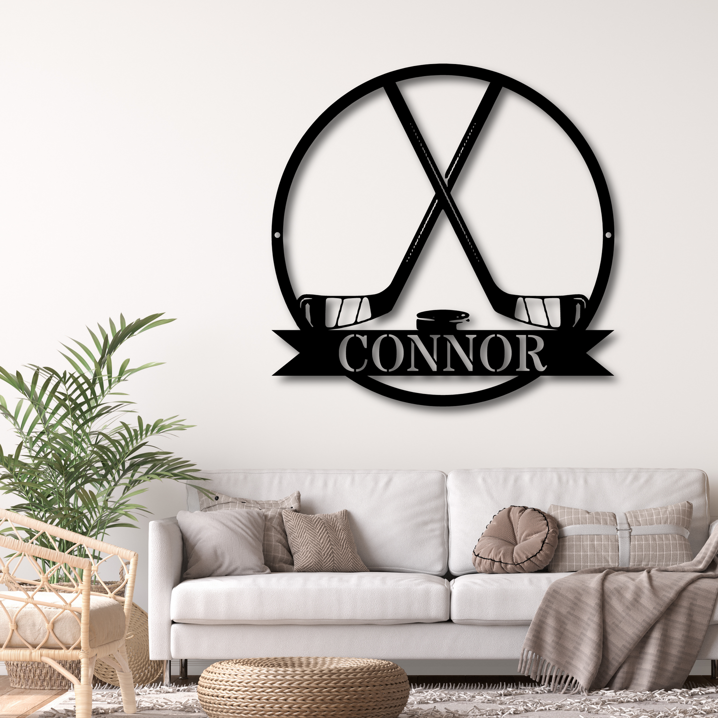 Custom Hockey Sticks Metal Wall Art with Name