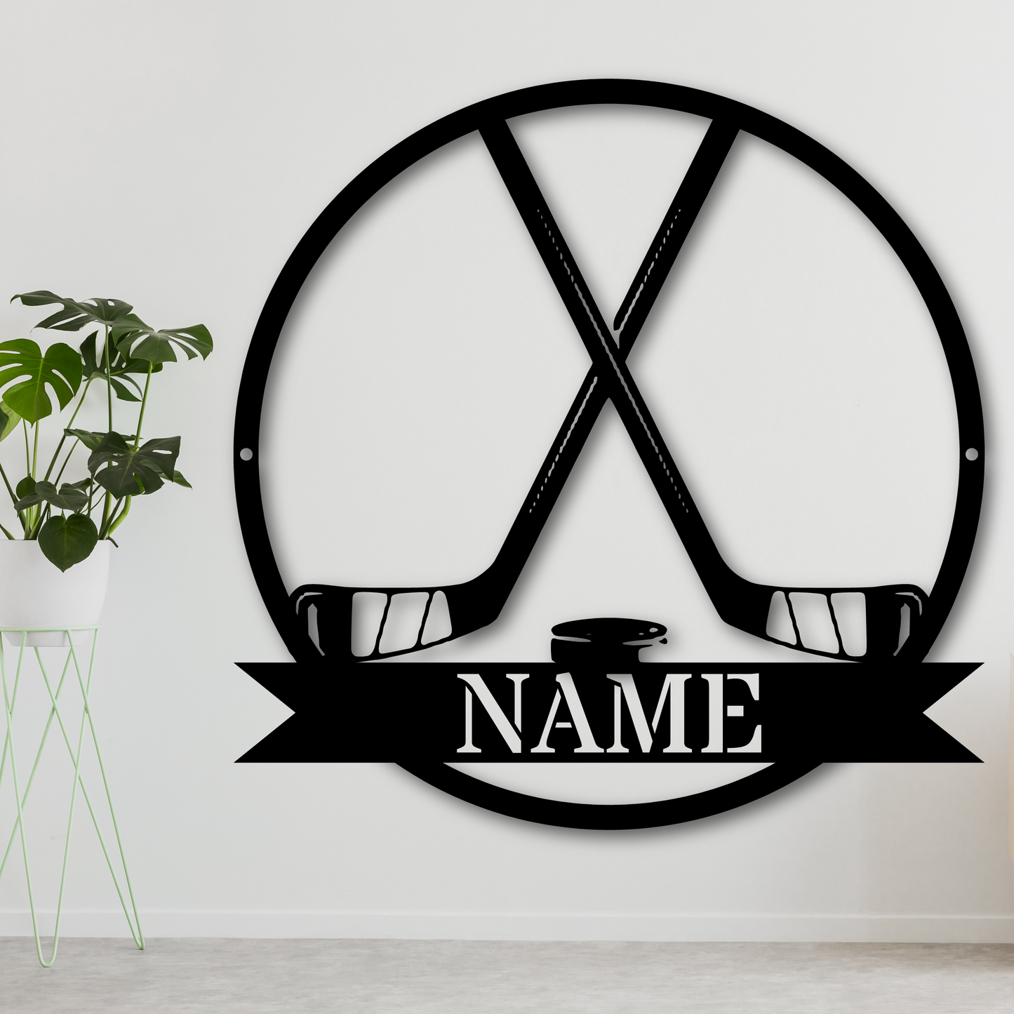 Custom Hockey Sticks Metal Wall Art with Name