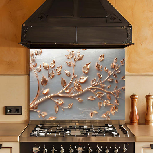 Luminous Branches – Tempered Glass Backsplash for Kitchen – Botanical Splashback