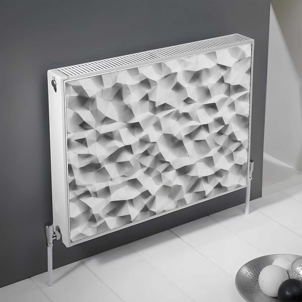 Arctic Fold Magnetic Radiator Cover – White 3D Geometric Heater Wrap ...