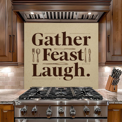 Stainless steel stove with decorative backsplash in a kitchen setting