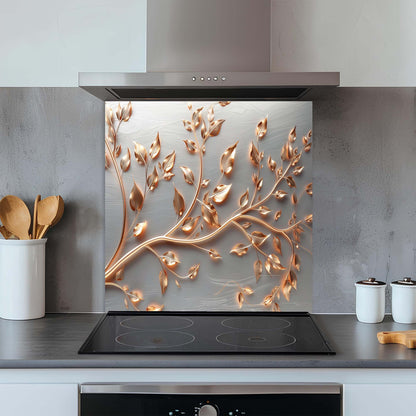 Luminous Branches – Tempered Glass Backsplash for Kitchen – Botanical Splashback
